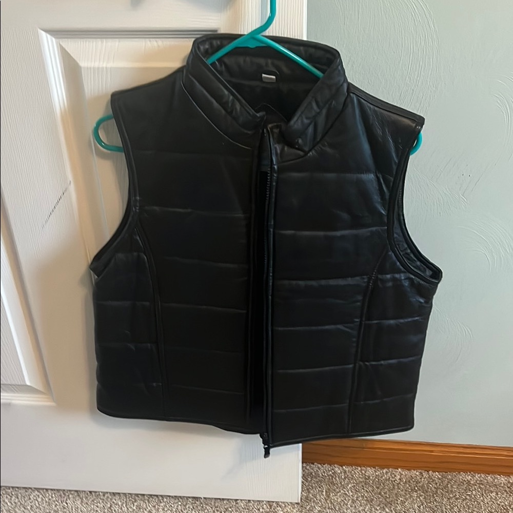 Northwest Blue Black Leather Jacket Sleek Design - Picture 4 of 4
